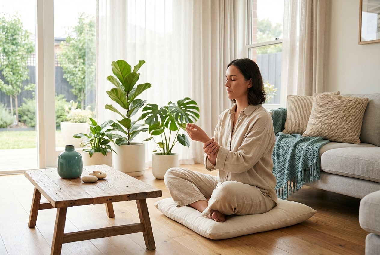 Personne dans un environnement calme pratiquant la technique d'ancrage PNL